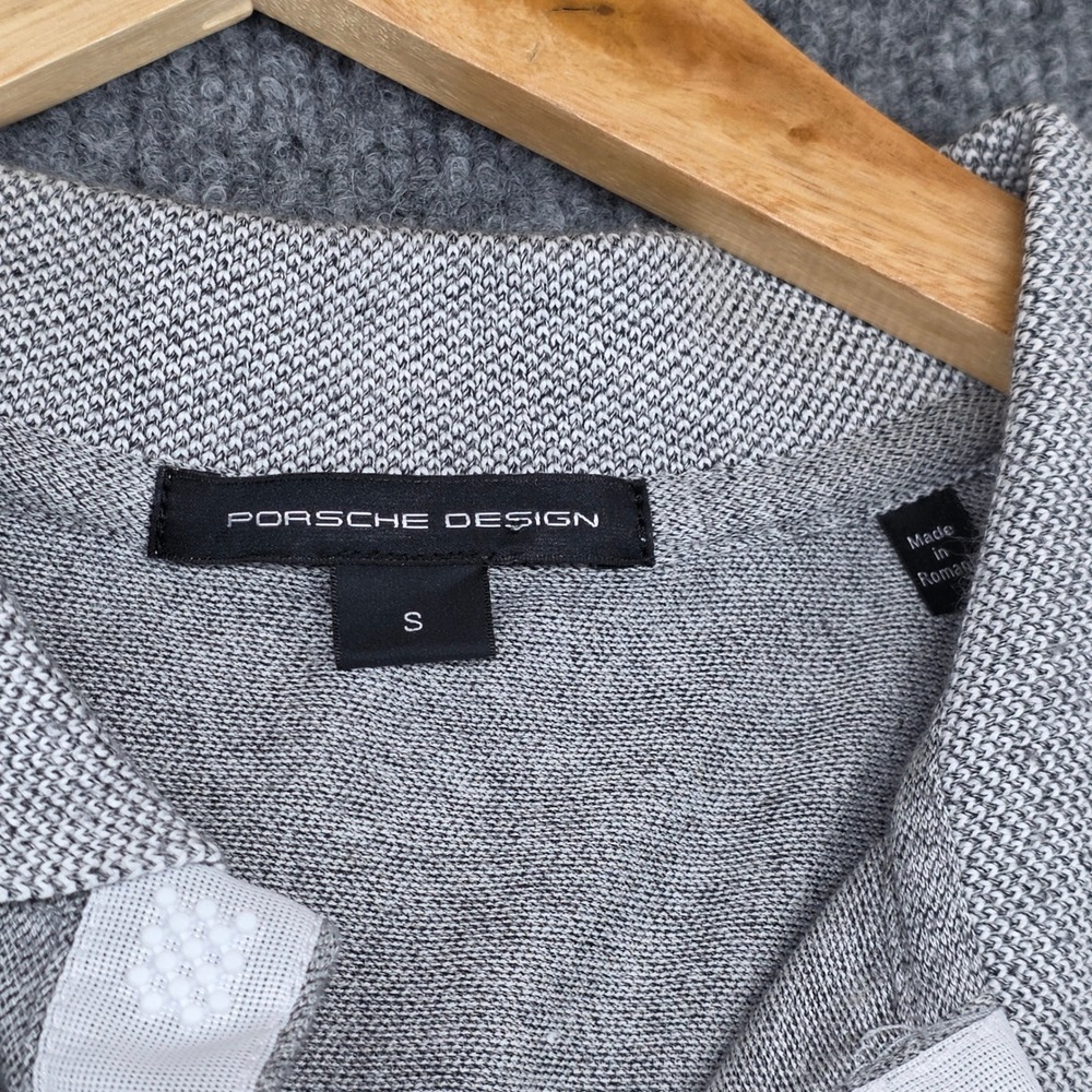 Porsche Design Mens Hidden Placket Polo Shirt Grey Short Sleeve Small 202-JY236 - Picture 2 of 7